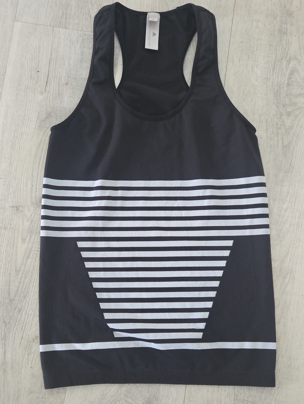 Adidas by Stella McCartney Black and White Striped Racerback Tank
